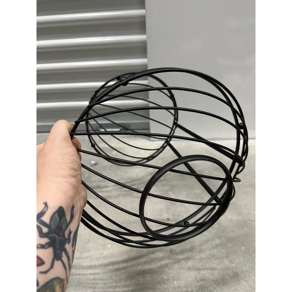 Goth 2 Tier Black Wire Fruit Basket Minimalist Kitchen Countertop Organizer